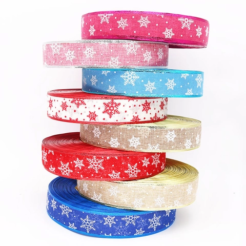 Nastro Natalizio Con Stampa Fiocchi Di Neve Effetto Lino Per Confezioni Regalo Decorazione Ghirlanda Accessori Fai Da Te
