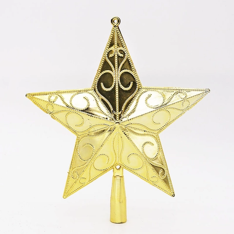 Vintage 3D Christbaumspitze Stern Galvanisierter PVC Fünfzackiger Stern Baumschmuck Rot Gold Silber Weihnachtsbaum Festliche Deko