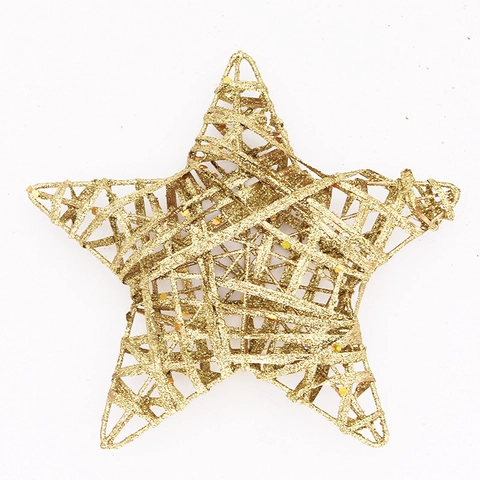 Stelle di Natale con Glitter Oro Argento Rosso Decorazioni Sospese in Filo di Ferro Intrecciate Cavo Stella per Festa Casa
