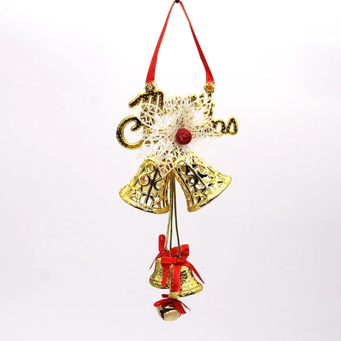 PVC Merry Christmas Campanelli Ornamenti Con Fiocco Nastro Stella Traforata Ciondolo Appeso Albero di Natale Decorazione Festiva