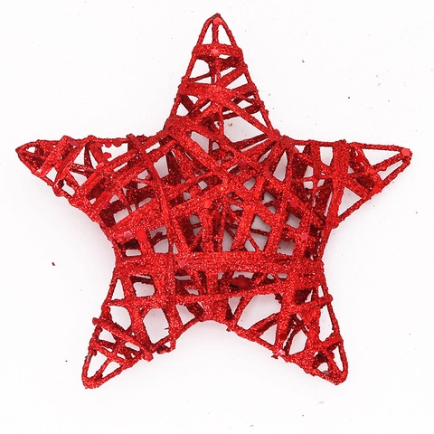 Stelle di Natale con Glitter Oro Argento Rosso Decorazioni Sospese in Filo di Ferro Intrecciate Cavo Stella per Festa Casa