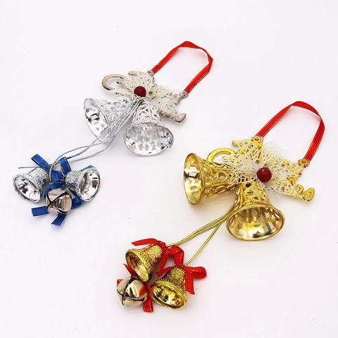 PVC Merry Christmas Campanelli Ornamenti Con Fiocco Nastro Stella Traforata Ciondolo Appeso Albero di Natale Decorazione Festiva