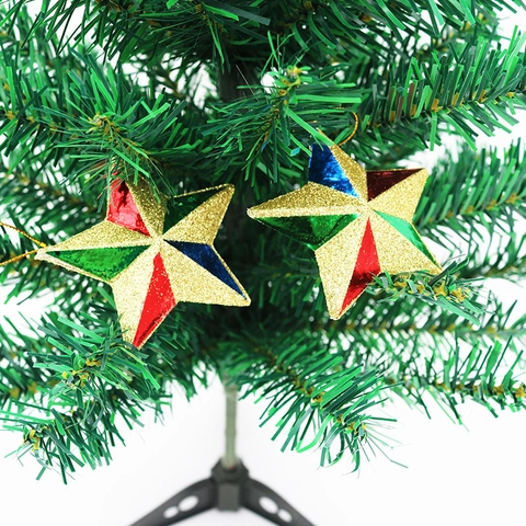 Glitter Kerstster Hangers Kleurrijke Vijfpuntige Ster Hangende Decoratie Voor Kerstboom Feestelijk Thuis Vakantie Ornament
