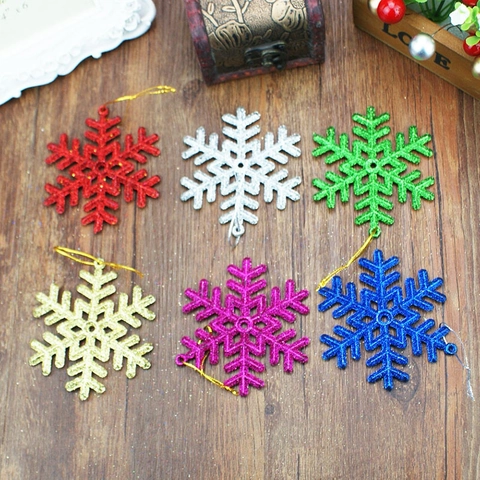 Multicolor Christmas Tree Glitter Snowflake Hanging Ornaments Sparkling Festive Snowflake Decoration For Holiday Party Home Office Decor