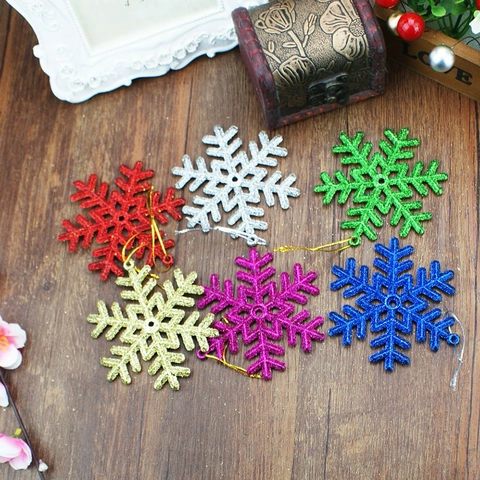 Multicolor Christmas Tree Glitter Snowflake Hanging Ornaments Sparkling Festive Snowflake Decoration For Holiday Party Home Office Decor