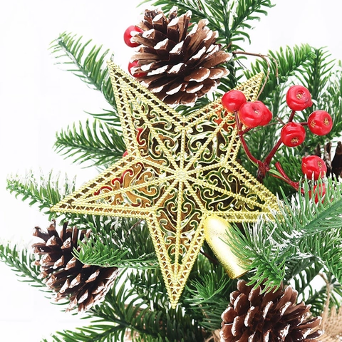 Hohlmuster Galvanisiert PVC Christbaumspitze Stern Fünfzackiger Stern Dekoration Für Feiertag Haus Baum Schmuck