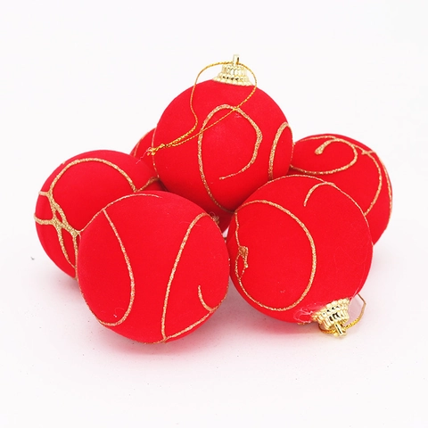 Rote Weihnachtskugeln Beflockung PVC Hängende Ornamente Mit Goldenem Glitzerwirbelmuster Für Weihnachtsbaum Dekor Holiday Party Zubehör