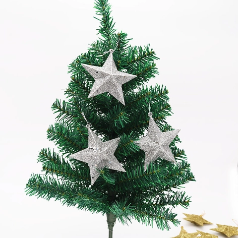 Glitter Natale Stella Ornamenti Oro Argento Rosso Decorazioni per Albero di Natale Stella a Cinque Punte per Festa di Casa