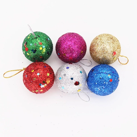 Glitzer Weihnachtsbaumschmuck Schaumstoff Schneeball Pailletten Anhänger Für Feiertag Festival Party Home Dekoration Mehrfarbige Funkelnde Kugel