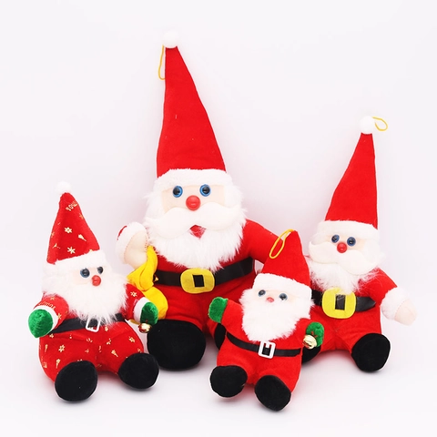 Babbo Natale Seduto Bambola Musicale Giocattolo di Peluche Ornamento da Tavolo Natalizio Con Campanella Decorazione Casa