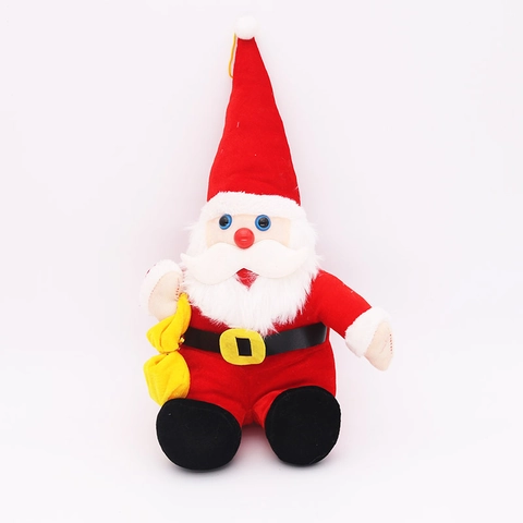 Babbo Natale Seduto Bambola Musicale Giocattolo di Peluche Ornamento da Tavolo Natalizio Con Campanella Decorazione Casa