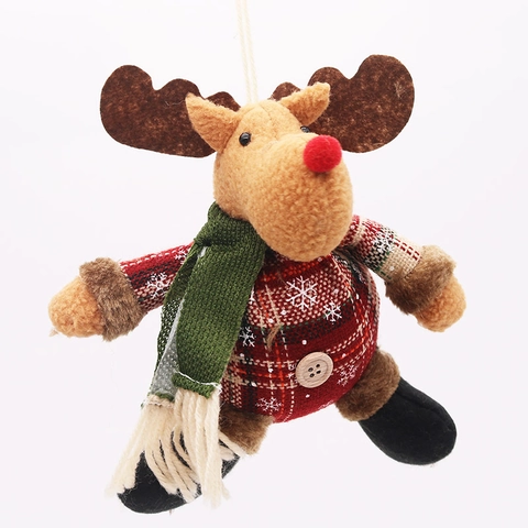 Kerst Stof Pop Tafel Ornament Kerstman Sneeuwpop Rendier Pluche Figuur Ruit Gebreide Hangende Decoratie Voor Kerstboom Thuis