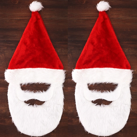 Weihnachtsmann Weihnachtsmütze Mit Befestigtem Weißem Bart Plüsch Rot Kostüm Party Hut Für Erwachsene Feiertagsdekoration