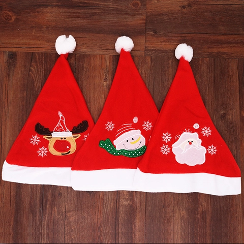 Cappello di Natale Ricamato di Alta Qualità Per Adulti Peluche Babbo Natale Pupazzo di Neve Renna Rosso Decorazione Festa