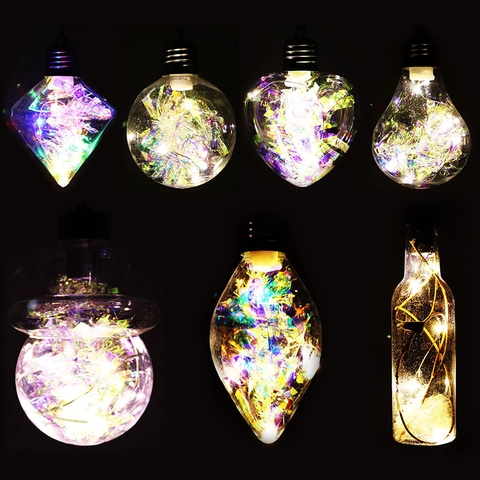 Lampadina LED di Natale Trasparente Ornamento Sospeso Forme Multiple PVC Sfera Decorativa per Bar Festa Casa Arredamento