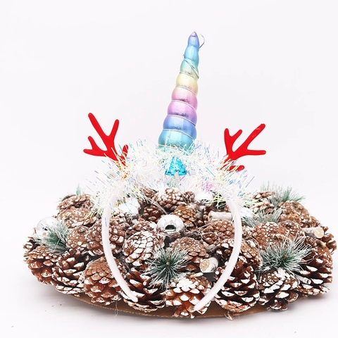Glühende LED Einhorn Rentiergeweih Stirnband Regenbogen Farben Weihnachten Party Dekoration Für Kinder Damen Geburtstag Party Haarschmuck