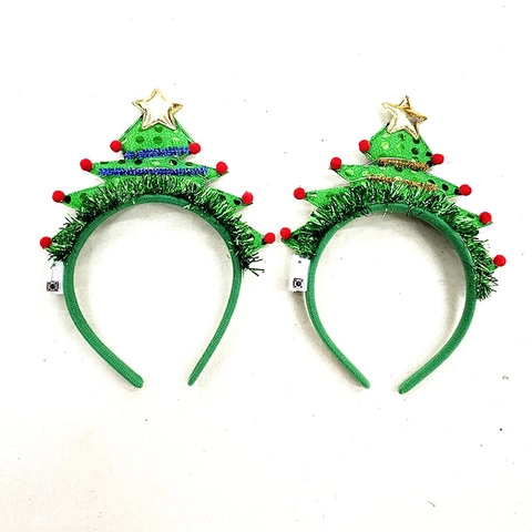 Cerchietto Albero di Natale Luminoso LED Verde Accessori Capelli per Bambini Donna Decorazioni Festa di Natale