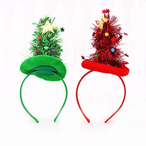 Leuchtender Weihnachtsbaum Stoff Haarreif Rot Grün LED Party Haarschmuck Für Kinder Erwachsene Weihnachtsfeier Deko