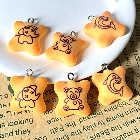 Kawaii Resin Cartoon Animal Biscuit Charms Elephant Bear Dolphin Shaped DIY Pendants For Jewelry Making Earrings Keychains