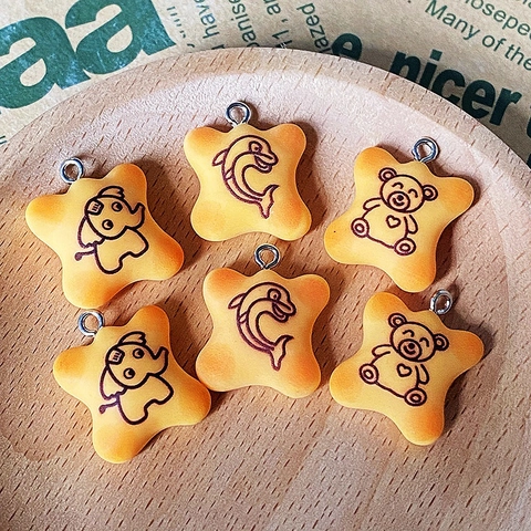 Kawaii Resin Cartoon Animal Biscuit Charms Elephant Bear Dolphin Shaped DIY Pendants For Jewelry Making Earrings Keychains