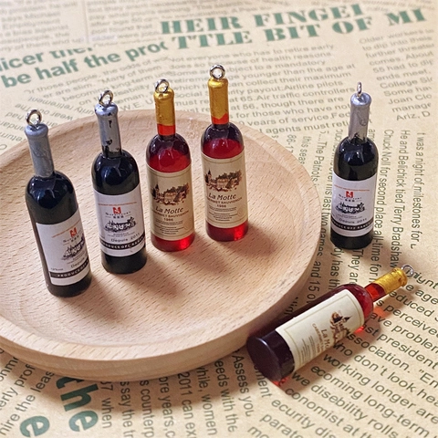 Miniature Simulation Wine Bottle Resin Pendants For DIY Jewelry Making Accessories Creative Alcohol Bottle Charms For Keychain