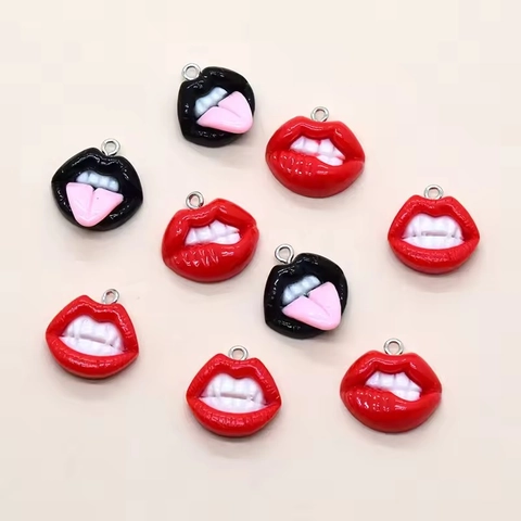 Eigenaardige Sexy Lip Hars Hangers DIY Accessoires Vampier Tanden Tong Uit Mond Charms Voor Ketting Oorbellen Sleutelhanger