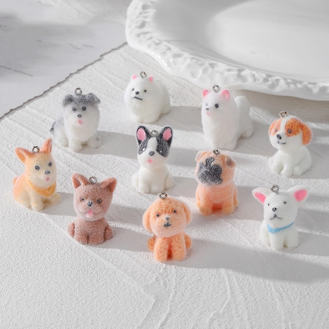 Simpatici Ciondoli A Forma Di Cane In Resina Fioccata Per Creazione Di Gioielli Fai Da Te Accessori Per Portachiavi Cucciolo
