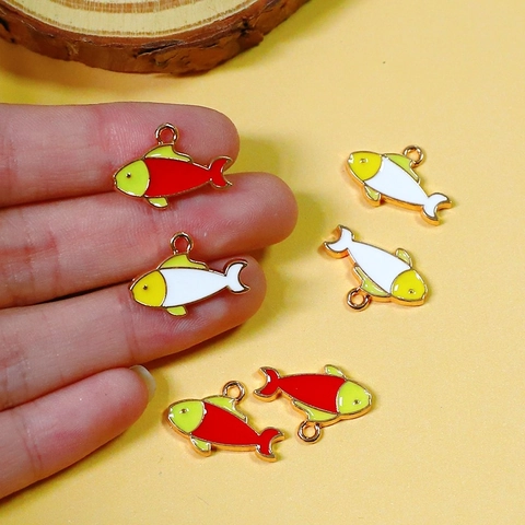 Cute Cartoon Alloy Drip Oil Koi Fish Charms Enamel Animal Pendants For DIY Earring Necklace Bracelet Jewelry Making Accessories