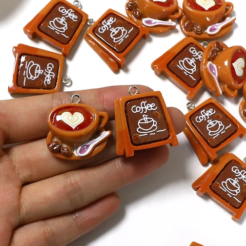 Simulation Kaffeetasse Harz Anhänger DIY Miniatur Essen Charms Für Ohrringe Halskette Schlüsselanhänger Schmuckzubehör