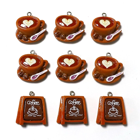 Simulation Kaffeetasse Harz Anhänger DIY Miniatur Essen Charms Für Ohrringe Halskette Schlüsselanhänger Schmuckzubehör