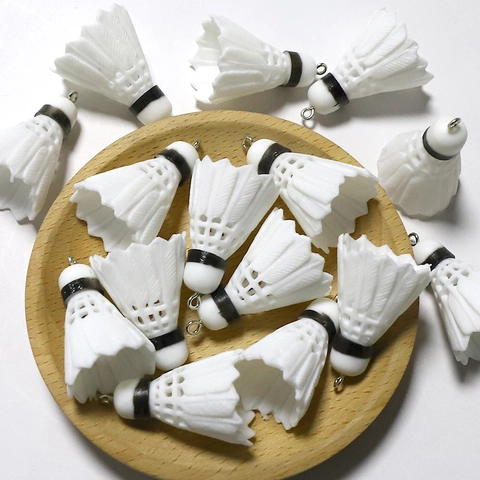 PVC Badminton Shaped Pendant For DIY Jewelry Making Findings Keychain Earring Accessory Sporty Style Mini Sports Ornament