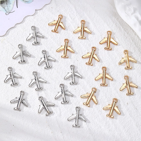 DIY Jewelry Making Alloy Airplane Pendant Small Metal Fighter Charms For Necklace Bracelet Earring Craft Accessories