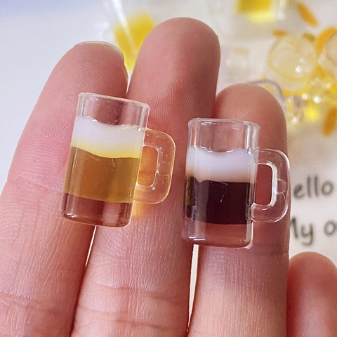 3D Simulation Mini Resin Beer Mug Pendants Creative Fun Simulated Drink DIY Jewelry Making Charms For Earrings Keychains