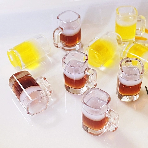 3D Simulation Mini Resin Beer Mug Pendants Creative Fun Simulated Drink DIY Jewelry Making Charms For Earrings Keychains