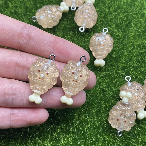 Simulation Chicken Leg Resin Pendant DIY Accessories For Earring Necklace Keychain Cartoon Food Play Jewelry Making Charms