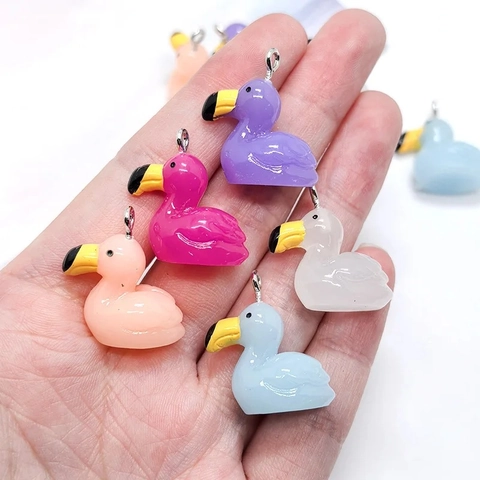 DIY Cartoon Flamingo Animal Resin Charms Pendants For Cute Earring Necklace Keychain Making Handmade Jewelry Accessories