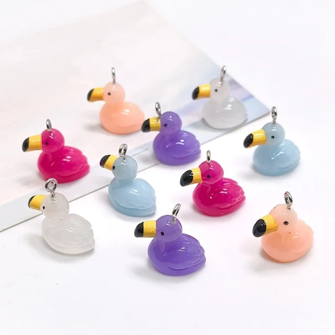 DIY Cartoon Flamingo Animal Resin Charms Pendants For Cute Earring Necklace Keychain Making Handmade Jewelry Accessories
