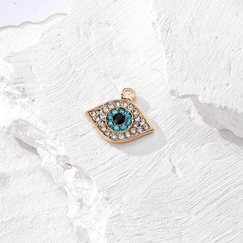 Ciondolo Malocchio in Lega di Strass Accessori per Gioielli Fai da Te Tondo Cuore Mano di Fatima Ciabatta Occhio Blu Collana Orecchini