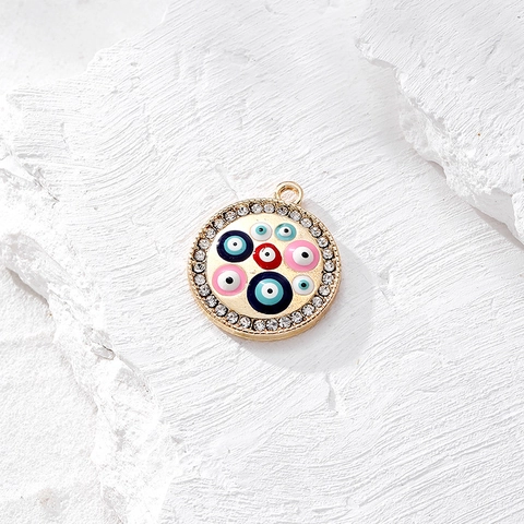 Ciondolo Retrò in Lega a Forma di Cuore Stella Malocchio DIY Strass Smalto Ciondoli Occhio Turco per Collana Orecchino Portachiavi Accessori Gioielli