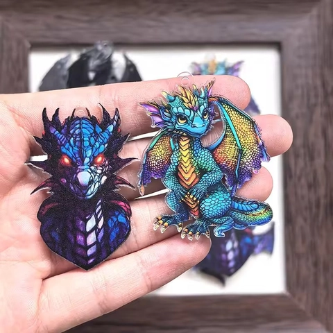 Fantasy Dragon Acrylic Pendants DIY Charms For Earrings Necklace Keychain Making Craft Jewelry Accessories Multiple Styles