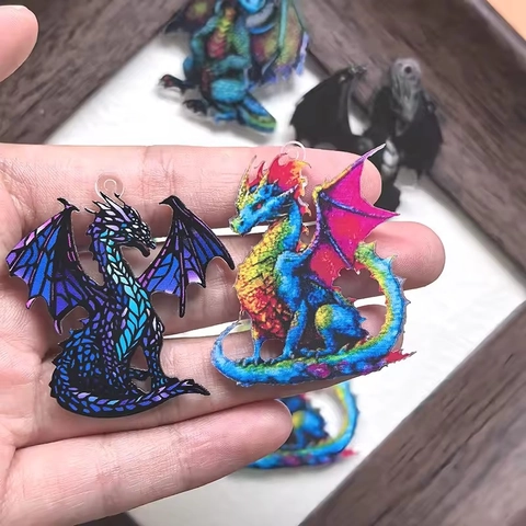 Acryl Drachen Anhänger DIY Fantasy Westlicher Dinosaurier Charms Für Ohrringe Halskette Schlüsselanhänger Schmuckherstellung
