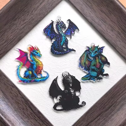 Acryl Drachen Anhänger DIY Fantasy Westlicher Dinosaurier Charms Für Ohrringe Halskette Schlüsselanhänger Schmuckherstellung
