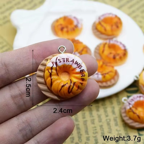 Simulation Strawberry Doughnut Resin Charm DIY Jewelry Making Accessory For Earring Keychain Handcrafted Bread Food Pendant