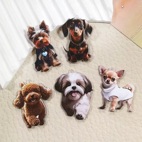 Acrylic Dog Charms Cute Puppy Pendant For DIY Keychain Earring Yorkshire Dachshund Chihuahua Shih Tzu Teddy Accessory