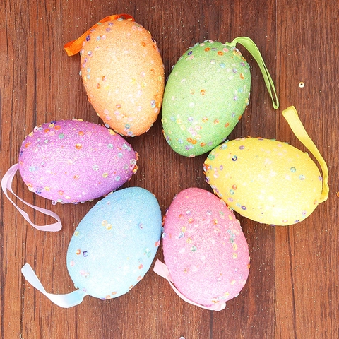 Uova di Pasqua Colorate Decorazioni da Appendere Con Paillettes Brillantini per Casa Festival Festa Decorazione Uova di Pasqua Multicolore
