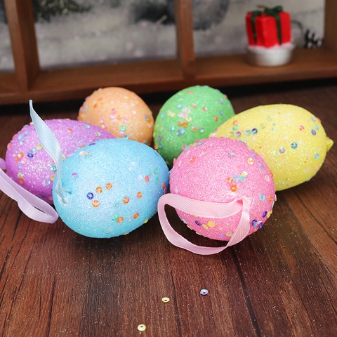 Uova di Pasqua Colorate Decorazioni da Appendere Con Paillettes Brillantini per Casa Festival Festa Decorazione Uova di Pasqua Multicolore