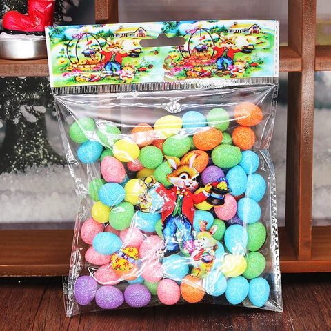 Mini Huevos de Pascua de Espuma con Brillo Coloridos Decorativos Pequeños Huevos Artificiales para DIY Fiesta Festiva Decoración del Hogar