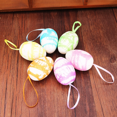 Decorazioni Appese a Forma di Uovo di Pasqua Colorate in Schiuma Con Corda Per Casa Festa Ornamento Festivo Uova con Motivi