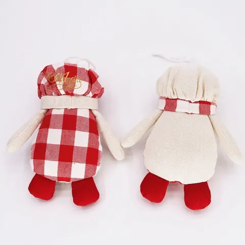 Ornamento Natalizio da Appendere Gnomo di Peluche Fatto a Mano Cappello da Chef Scozzese Figurina in Tessuto Tomte per Albero di Natale