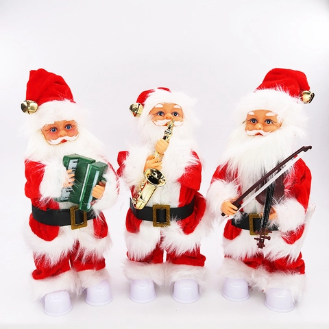 Decorazione di Babbo Natale Oscillante Musicale Elettrica Con Luce Lampeggiante a LED Statuetta in Plastica in Tessuto Festivo Per Decorazione Domestica di Natale